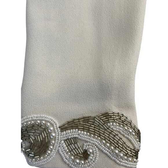 Vtg 80s Lime Nite Dress Sz L Ivory Beaded Backless Cocktail Wedding Bridal Elope - Picture 6 of 12